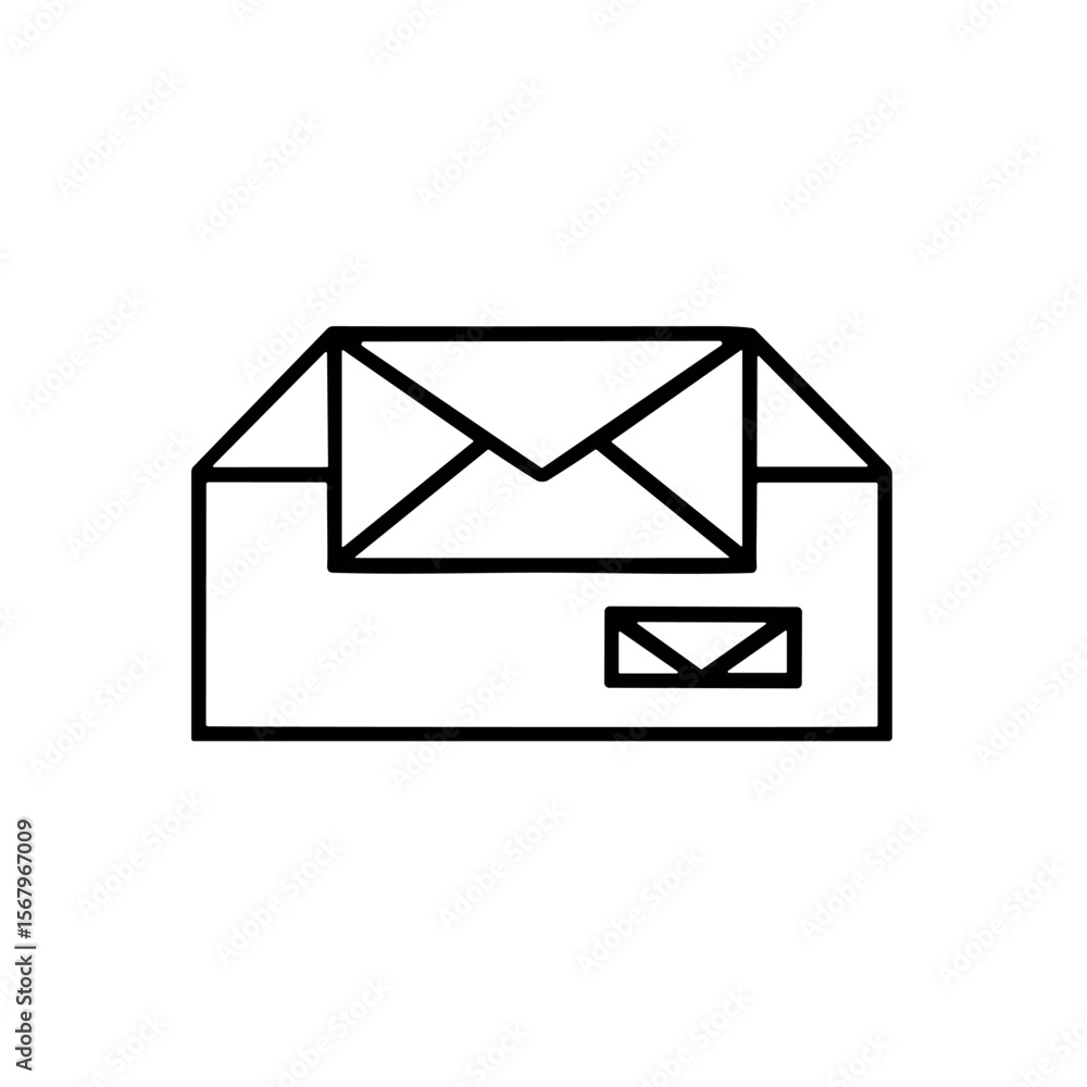 Aufkleber a simple line art illustration of an envelope containing a smaller inner envelope.