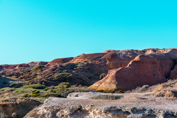 Aerial Drone View of Maslin Beach Cliffs and Coastal Landscape in South Australia.
