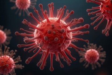 Obraz premium Corona Virus In Red Artery Microbiology And Virology Concept