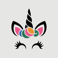 Obraz premium Cute Unicorn Face Illustration Colorful, Playful Design for Kids
