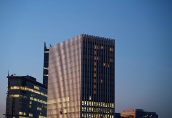 Symmetrical Office Building with Modern Glass Facade
