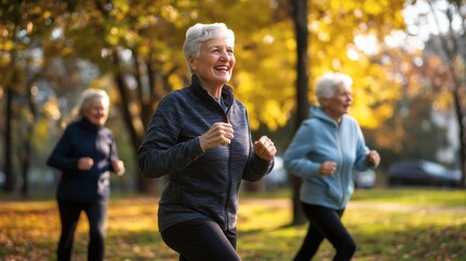 Obraz premium Des retraités font du sport dans un parc public
