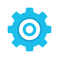 Vector art of blue gear isolated on white background