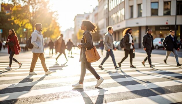 motion blur of people crossing street