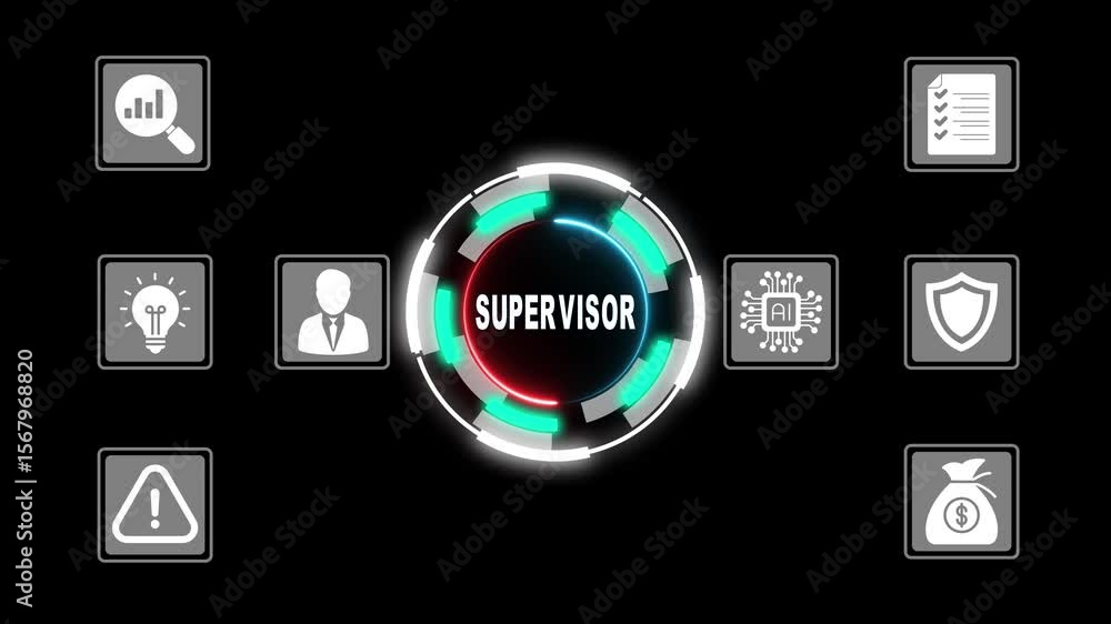 Poster Supervisor Interface Concept Futuristic Technology Digital Dashboard Displaying Data Analysis A I
