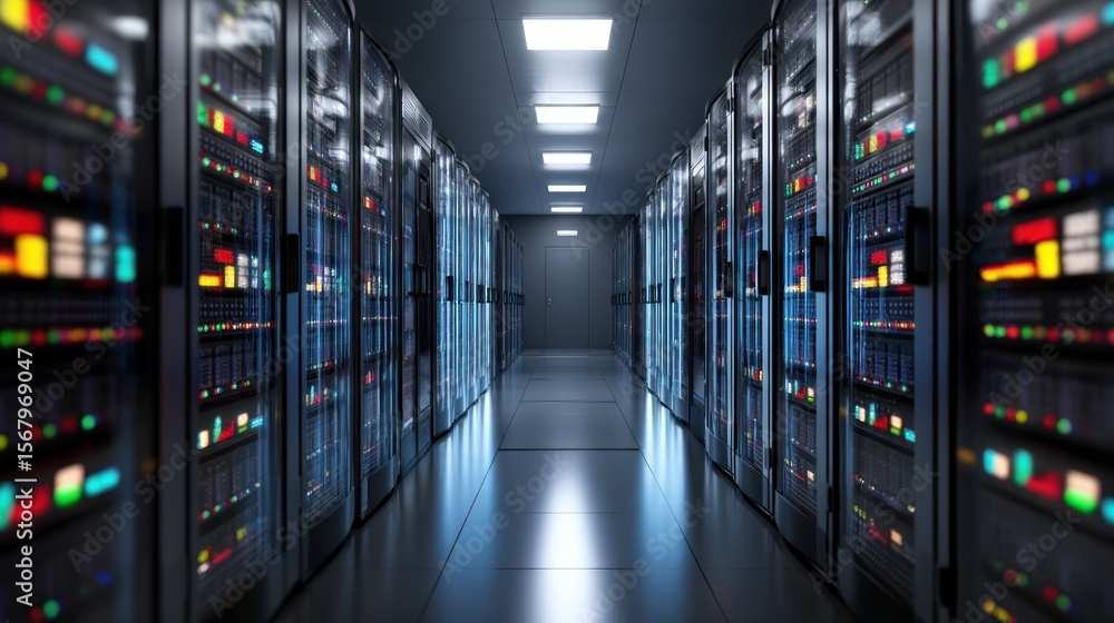 Poster data center servers network technology and digital storage infrastructure