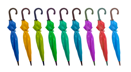 Minimal art design multicolor mockup bold bright summer tones, rainbow color, clean cut lines umbrella, isolated on a white background for easy custom use.