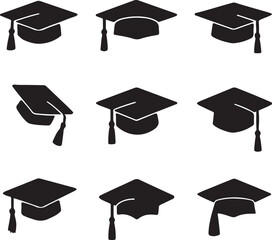 Academic success with a black graduation cap, tassel, and diploma icon representing college student achievement and university learning