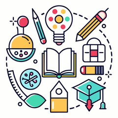 vector set of office and school objects