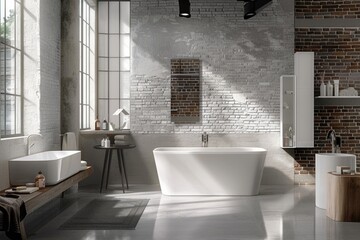 High Definition Visual of Modern Domestic Bathroom with Elegant Style