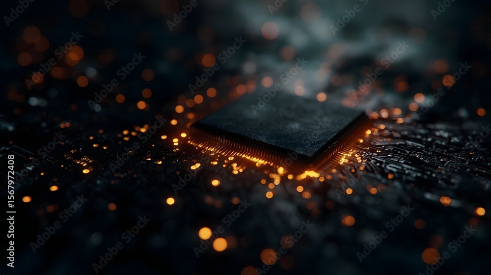 Canvas Prints glowing circuit board pulsing with electric current