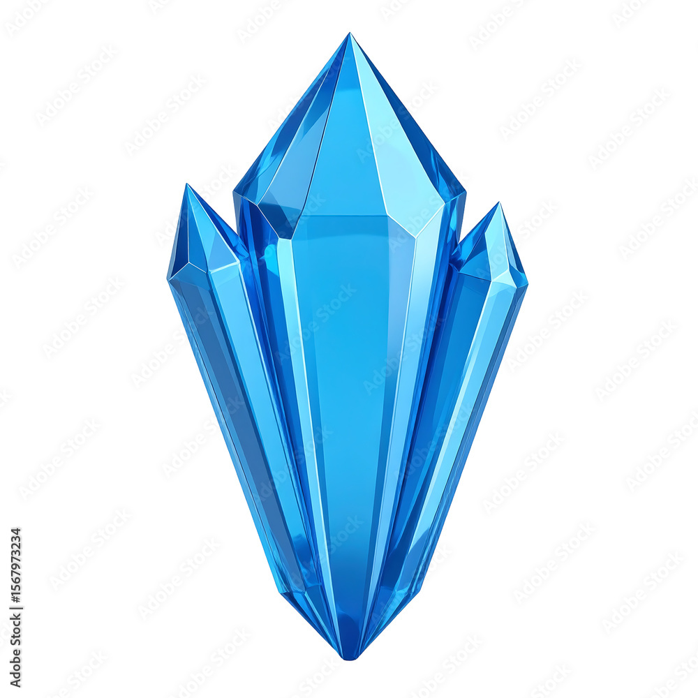 Poster 3d light blue crystal shard with a clean sharp shape on transparent background