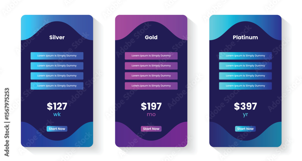 Poster pricing or subscription plan ui web elements. website marketing or promotion interface template. pro