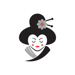Geisha face kimono traditional style logo vector design