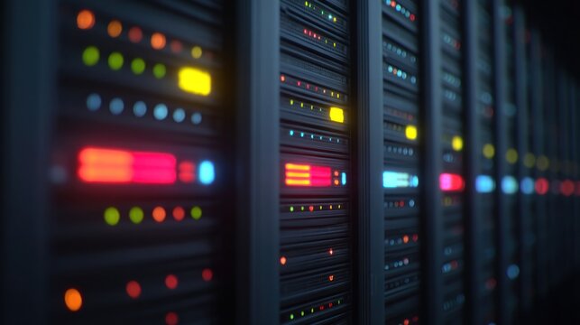 Illuminated server racks data center network technology