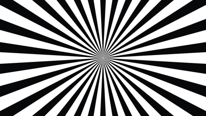 Black and White Sunburst Background &ndash; Abstract Radial Burst Lines, Retro Comic Style, Optical Illusion Pattern