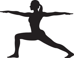  Female Warrior Pose – Yoga Silhouette Vector