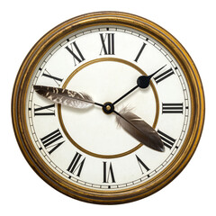 Fototapeta premium Vintage clock with feathers time concept