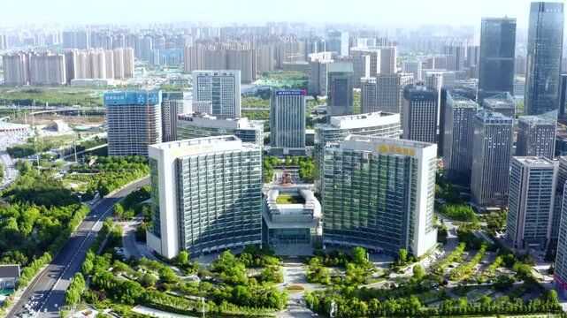 Stunning aerial perspective of Xian HighTech showcasing innovative architecture and vibrant urban landscape