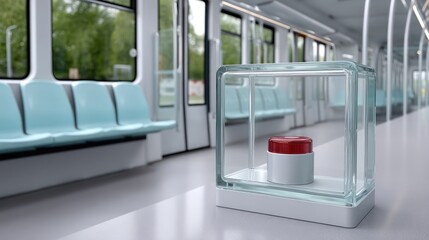 Emergency button in a modern train car