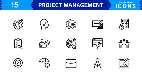 Project Management Icon Set - High-Quality Graphics for Agile, Scheduling, and Team Management