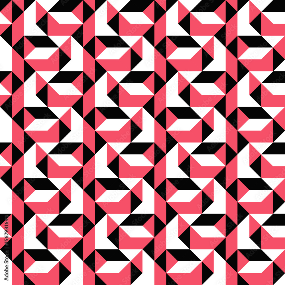 Poster geometrical threetone pattern background - seamless abstract repeating vector design
