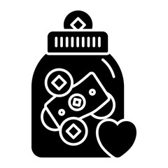 Tip jar icon. jar, money, cash, donation, gratitude, coins, cafe, thankyou. Vector Icon Illustration