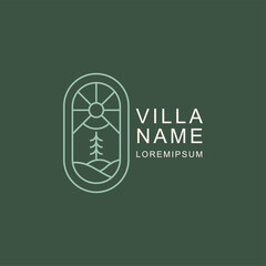 Home stay. Line art logo design. Private villas