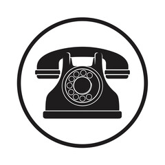 Classic rotary phone in black and white, a symbol of vintage communication technology, showcased in a simple and elegant design.