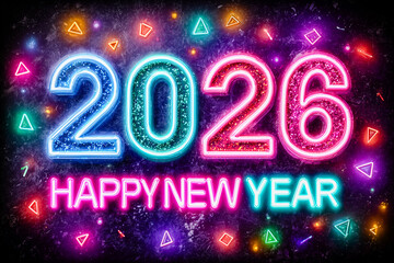 Colorful glowing 2026 Happy New Year background