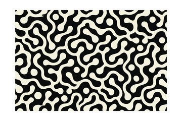 Cream organic shapes pattern design with flowing lines circular elements on seamless