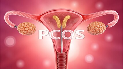 Obraz premium Female reproductive system ovaries uterus fallopian tubes medical illustration