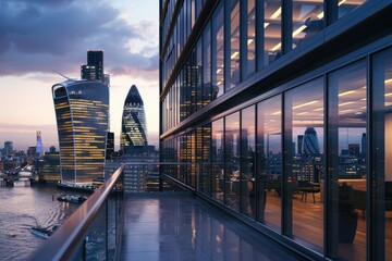Vibrant Color Picture of Skyscrapper Office Business Building London