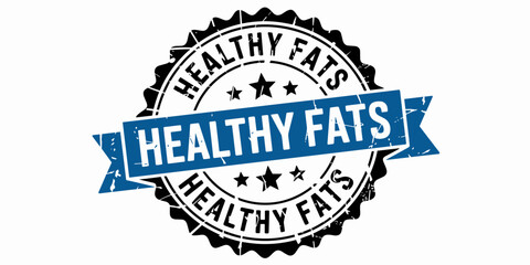 Fototapeta premium Healthy Fats stamp illustration, nutrition concept for well-being, food label