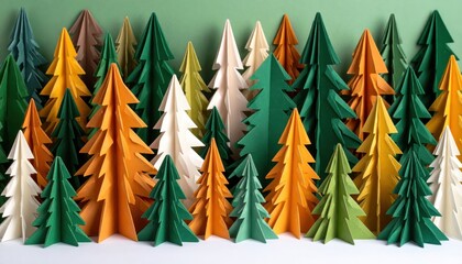 Green Christmas tree branches with leaves evoke the winter holiday season in a natural forest landscape