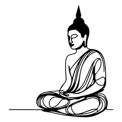 Meditating Buddha Line Art