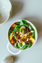 Delicious fruit salad and different fruits, healthy food concept