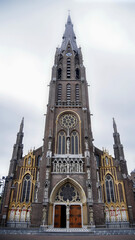 The front of the neo-gothic St. Lambert church, St. Lambertuskerk, in Veghel, Brabant, Netherlands. 