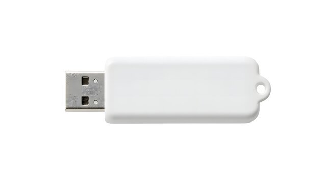 White usb drive flash memory stick data storage device portable thumbdrive technology computer accessory on transparent background
