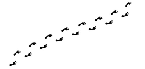 Footprint Trail Illustration - barefoot footprint trail of human