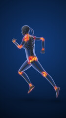 Vertical View of Running Female Showing Joint Points