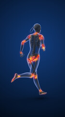 Vertical View of Running Female Showing Joint Points