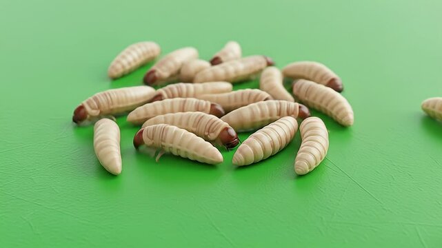 Realistic 3D Render of Maggots Crawling