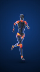 Vertical View of Running Female Showing Joint Points