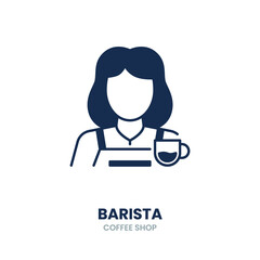 Barista icon. barista, coffee, cafe, brew, serve, espresso, uniform, expert, drink. Vector Icon Illustration