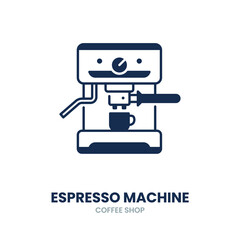 Espresso machine. espresso, machine, coffee, brew, barista, caffeine, appliance, pressure. Vector Icon Illustration