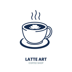 Latte art icon. latte, coffee, milk, foam, hot, drink, espresso, art. Vector Icon Illustration
