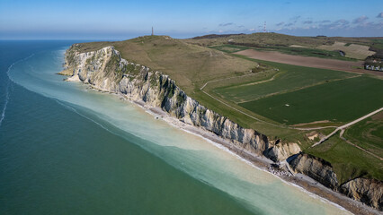 Cap Blanc-Nez mit Kreideklippen und Obelisk bei Escalles