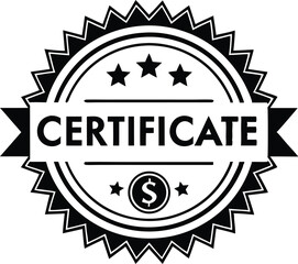 Award certificate seal design graphic element monetary symbol design silhouette black vector illustration