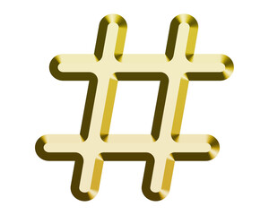 Obraz premium 3d golden Hashtag symbol
